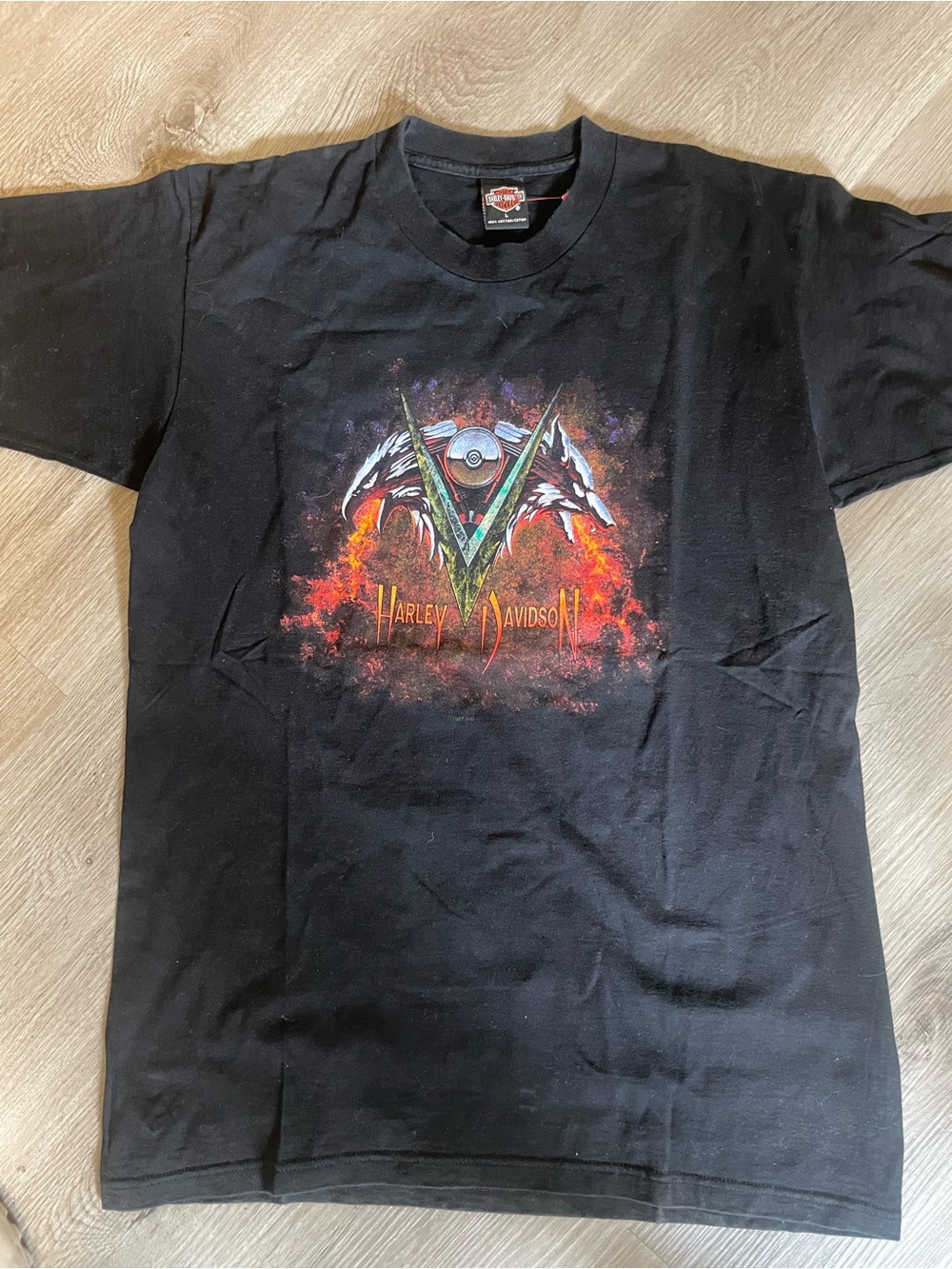 Harley-Davidson Black Tee with Fiery V-Emblem Graphic